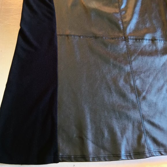 Alex Garfield Black Faux Leather Front Knit Tunic Long Sleeve Top- Size L-XL - Picture 3 of 8